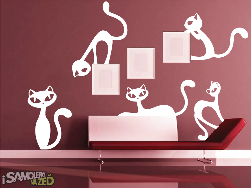 Samolepky na zeď - Samolepka na zeď - Moderní kočky v2