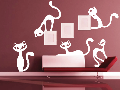 Samolepka na zeď - Moderní kočky v2